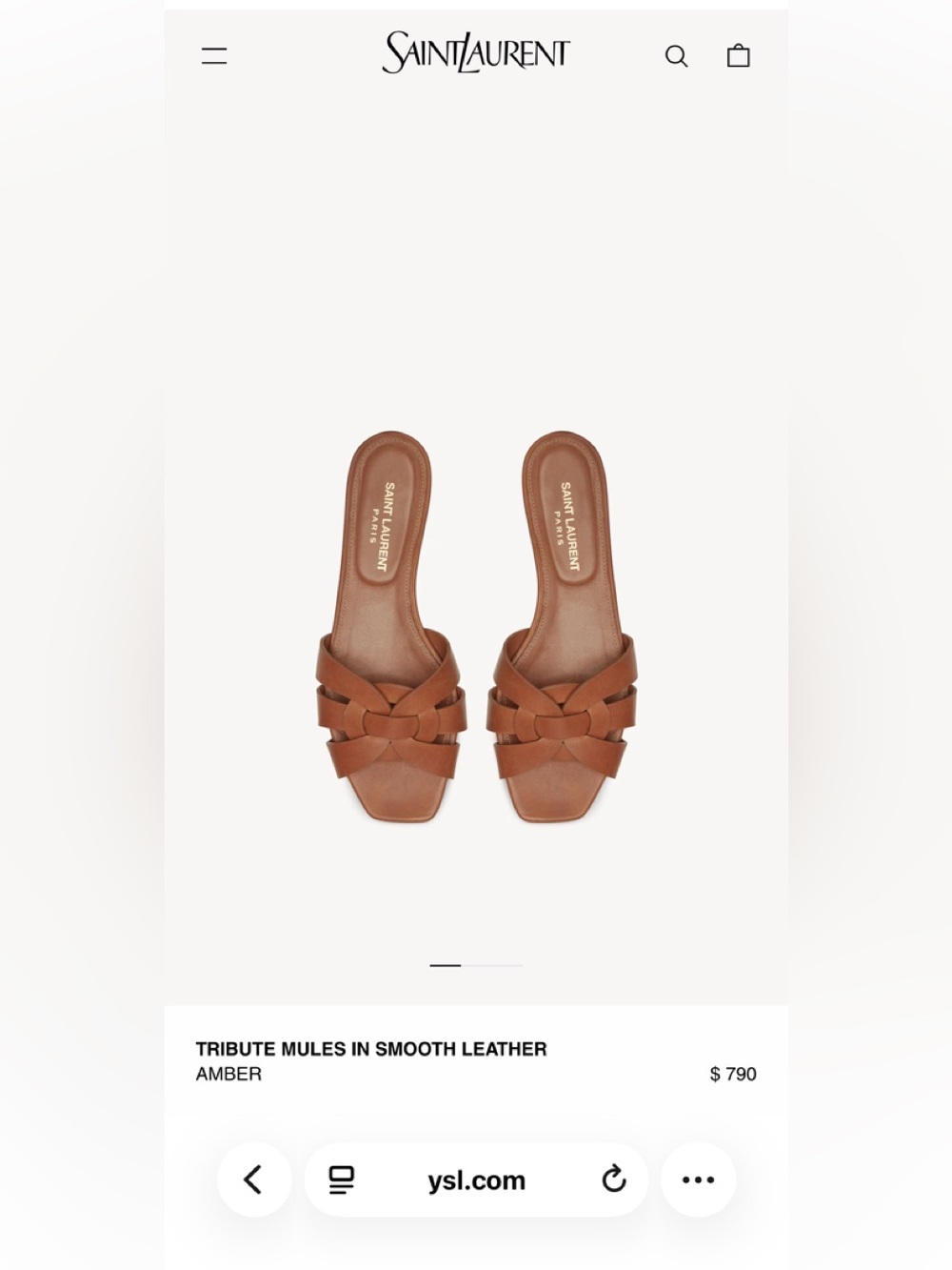 Saint Laurent Tan Brown Braided Leather Slide Mules - Picture 2 of 6
